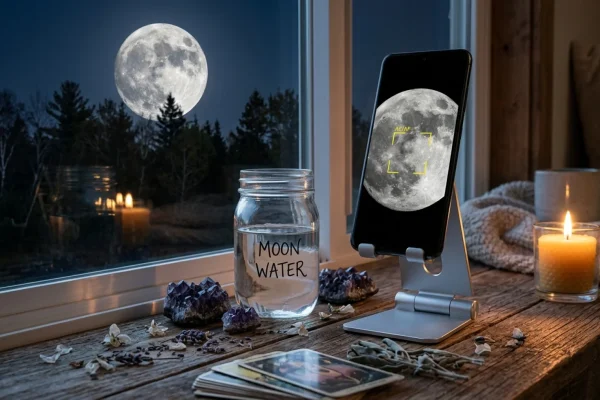 A crisp close up of the glowing May Flower Moon taken with a smartphone