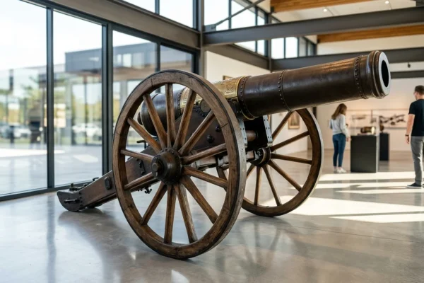 Antique 1873 Whitworth cannon on display in a Spanish museum.