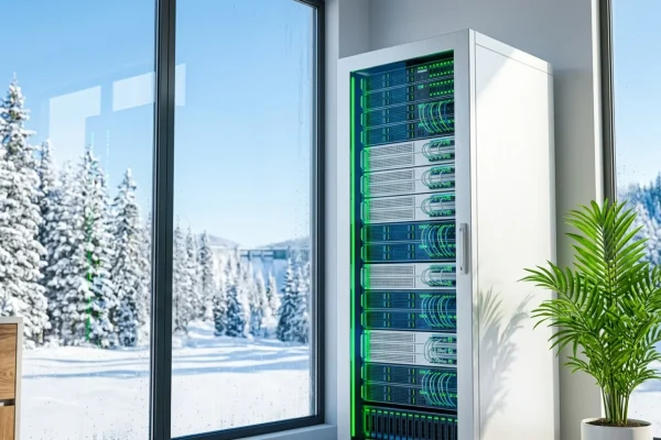 Server racks inside a modern, energy-efficient Canadian data facility.