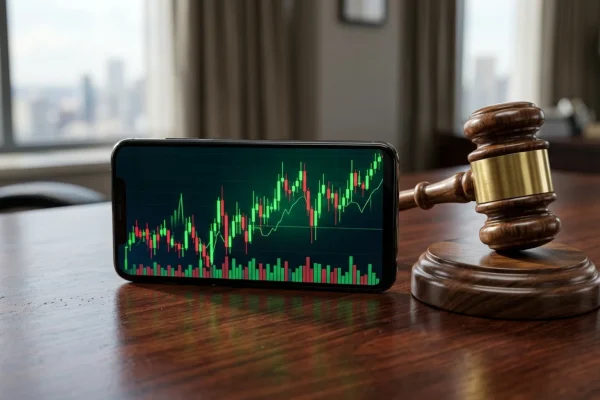A rising stock market chart superimposed over the United States Capitol building.