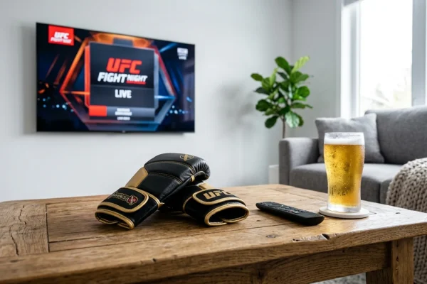 Two MMA fighters striking inside the UFC octagon