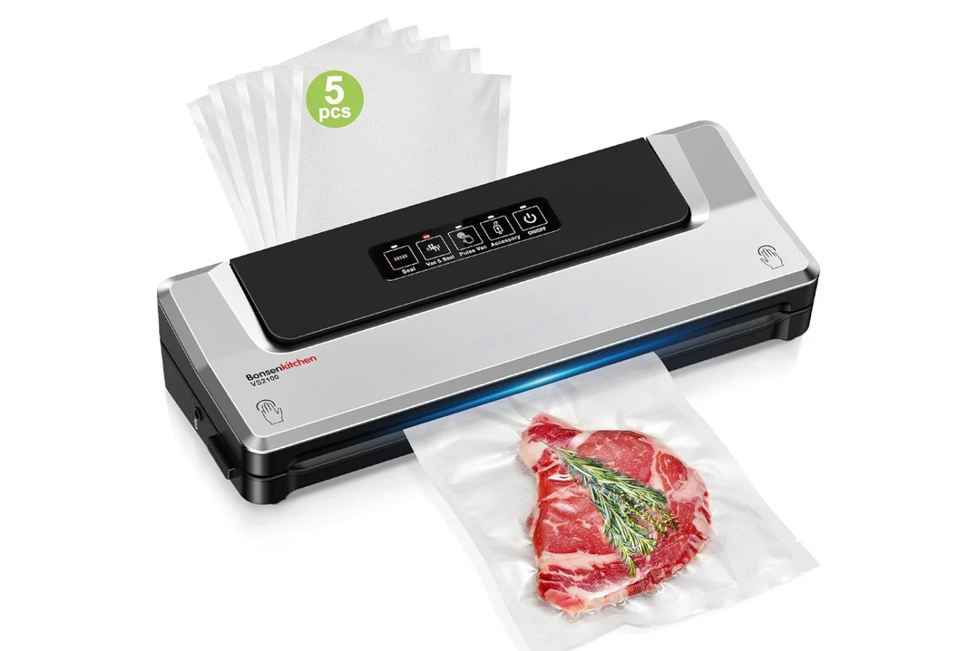 Bonsenkitchen Vacuum Sealer Machine | Compact Food Sealer for Kitchen Storage & Meal Prep