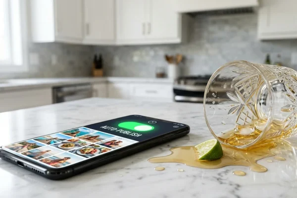 A smartphone screen displaying a paused social media scheduling dashboard.