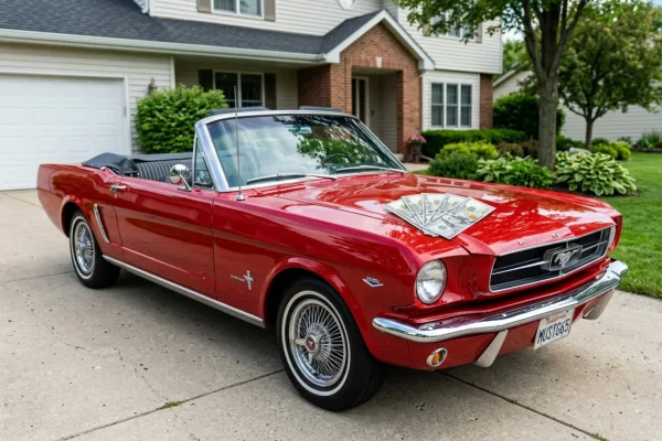 1965 Ford Mustang parked in a driveway.