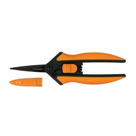 Fiskars 6" Non-Stick Micro-Tip Garden Pruning Shears, Orange and Black