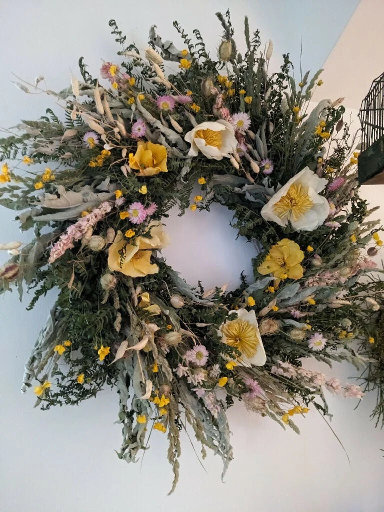 Large Summer Handmade Dried Flower Wreath - 70cm