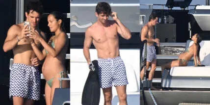 Charles Leclerc and wife Alexandra in their swimwear - her in a bikini, him in swim trunks - on a yacht on August 2, 2026