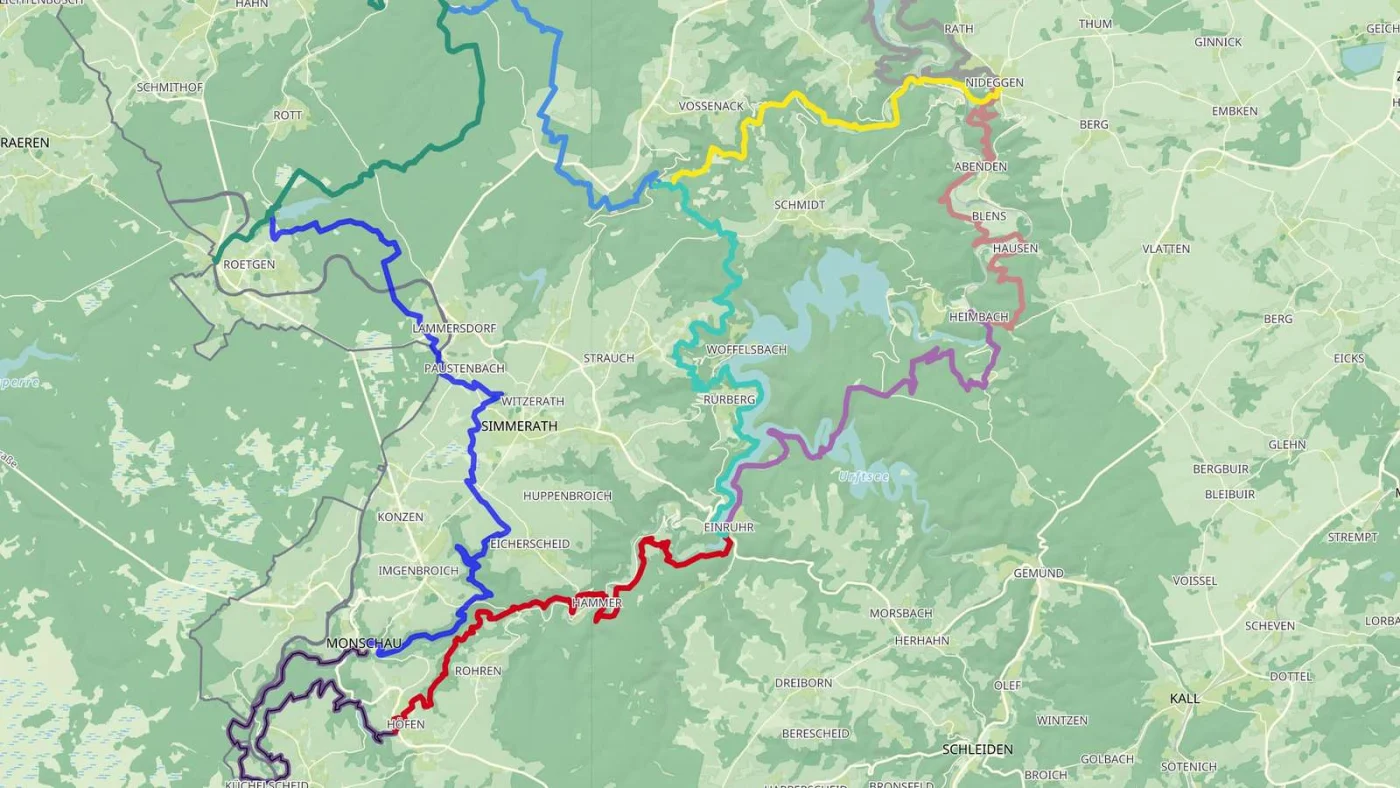 Eine Karte des Wanderweges „Rureifel-Acht“