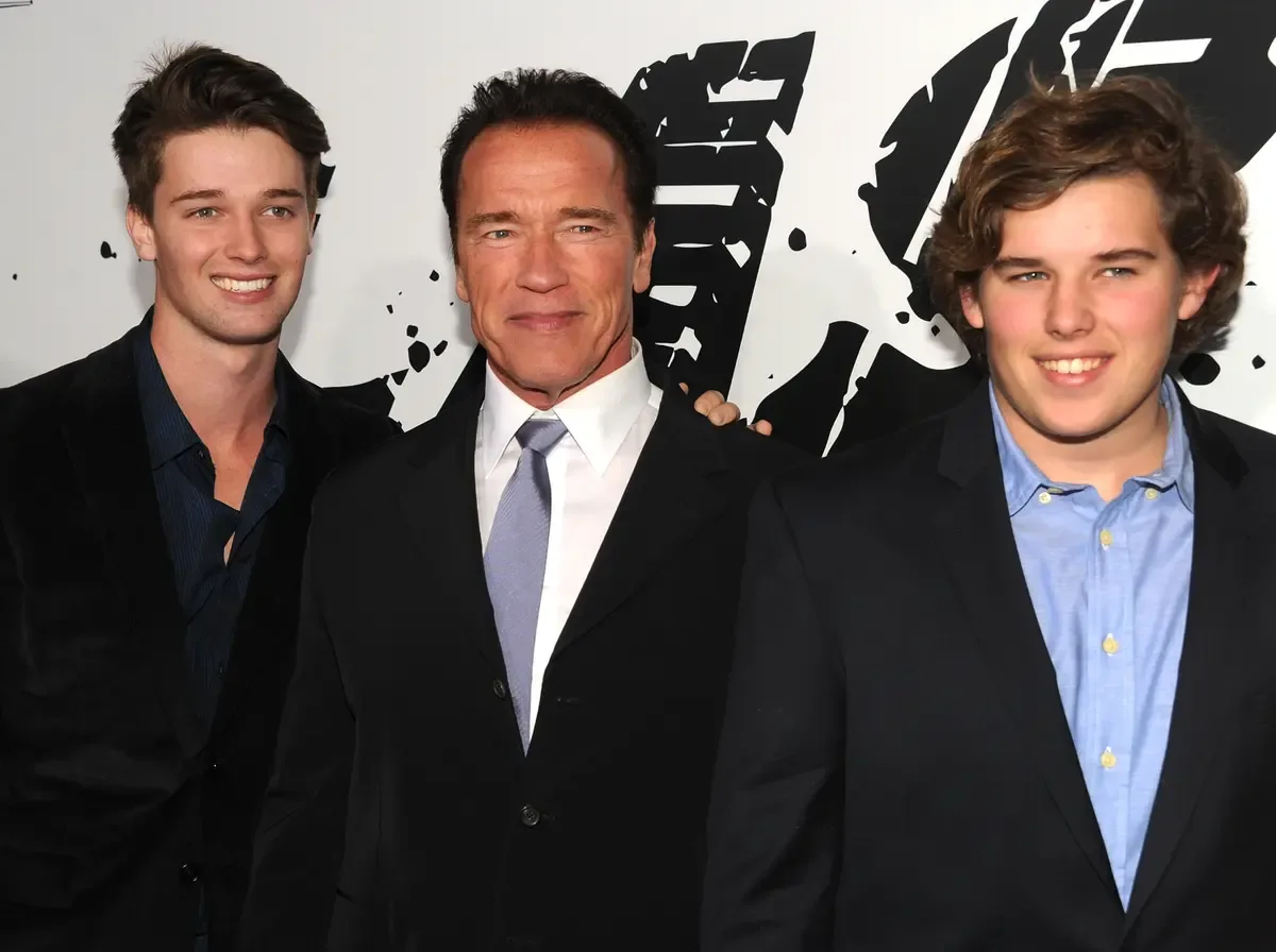 Patrick, Arnold, and Christopher Schwarzenegger, pictured at the premiere of ‘The Last Stand’ in 2013