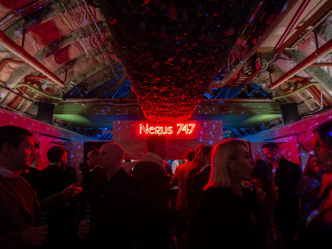 People partying in a former BA 747.