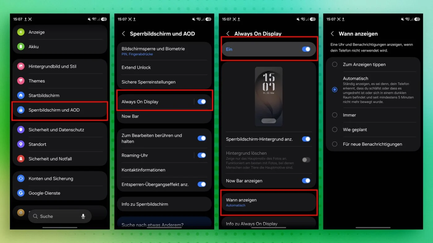 Samsung Akku Einstellungen