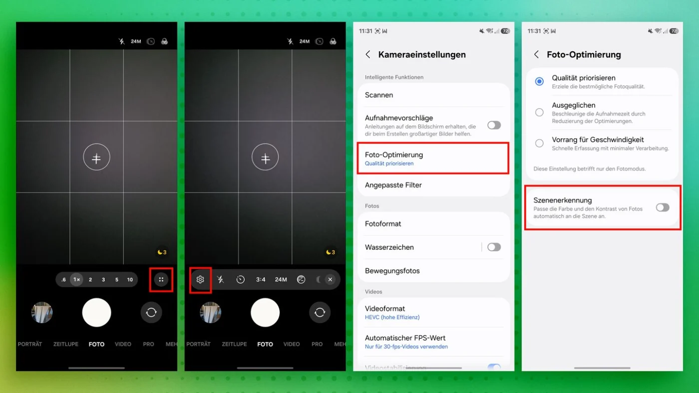 Samsung Kamera Einstellungen